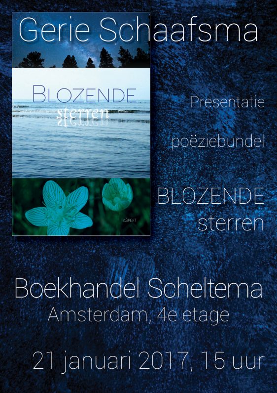 Blozende Sterren Gerie Schaafsma poëziebundel boekhandel scheltema amsterdam presentatie 21 januari 2017 boekbinderij seugling